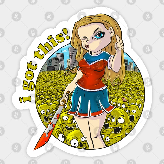 I GOT THIS!! - Girl Power vs Zombie Horde Sticker by yazgar